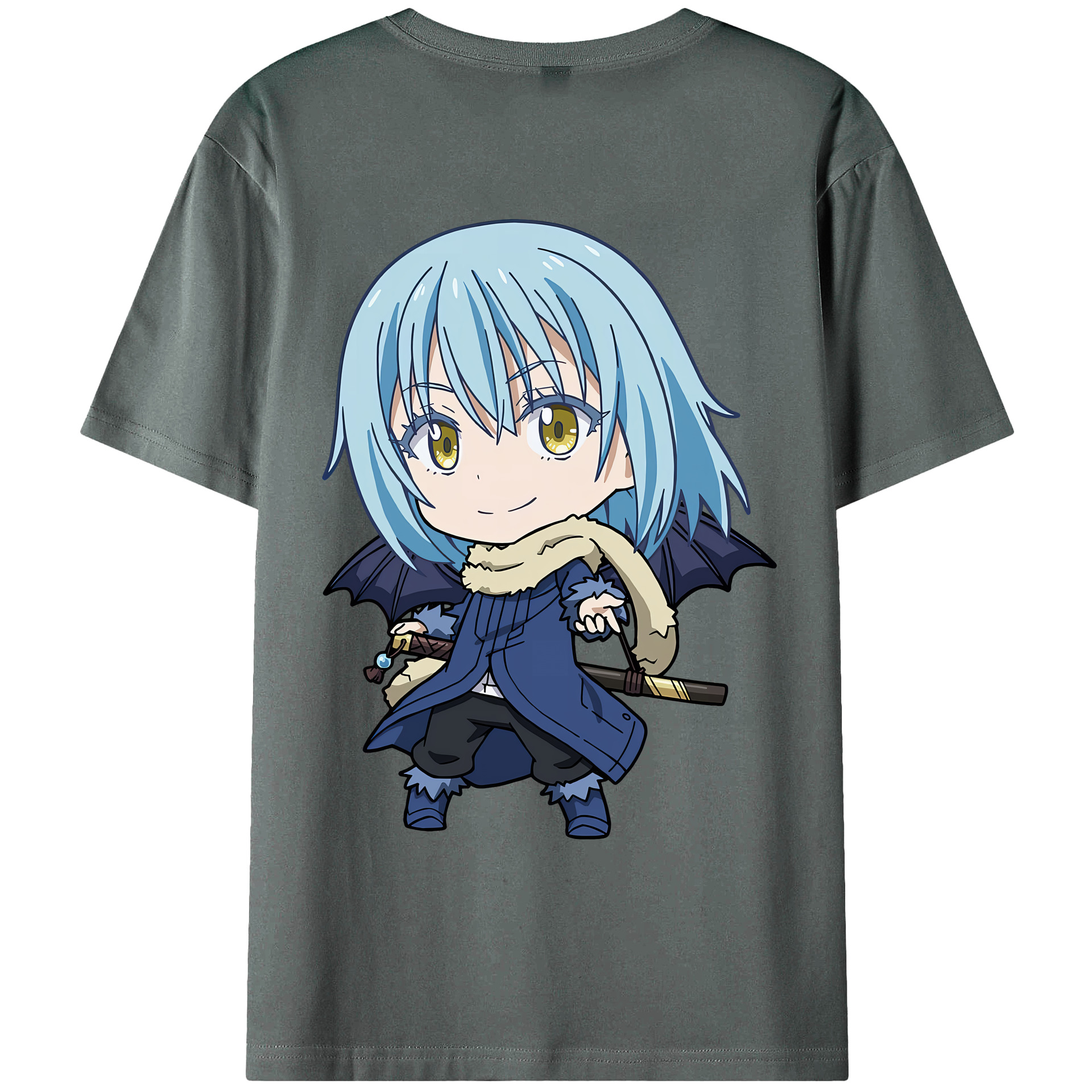 （画像用） 転スラ Regarding Reincarnated to Slime 綿100％ メンズ半袖Tシャツ（バックプリント） 通気性
